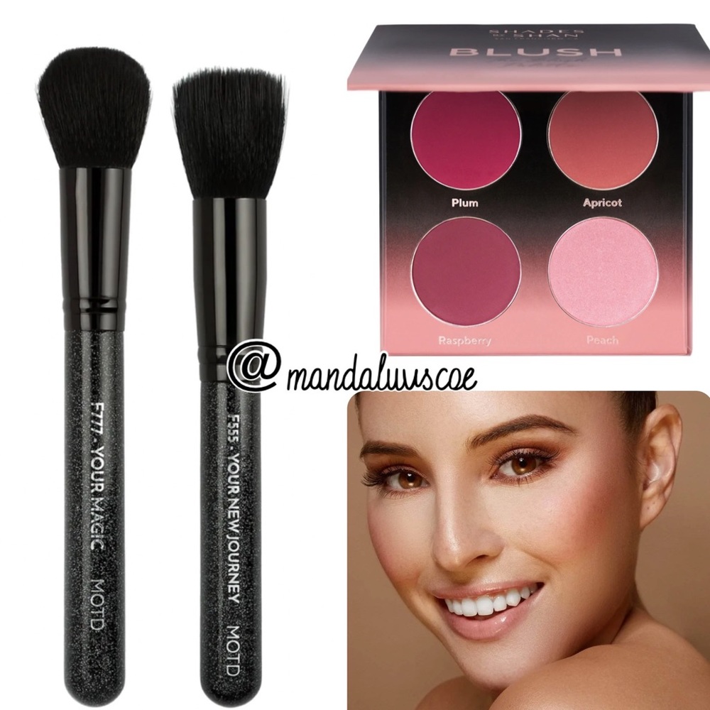 💗SHADES BY SHAN BLUSH PALETTE & MOTD SPARKLY FACE MAKEUP BRUSHES